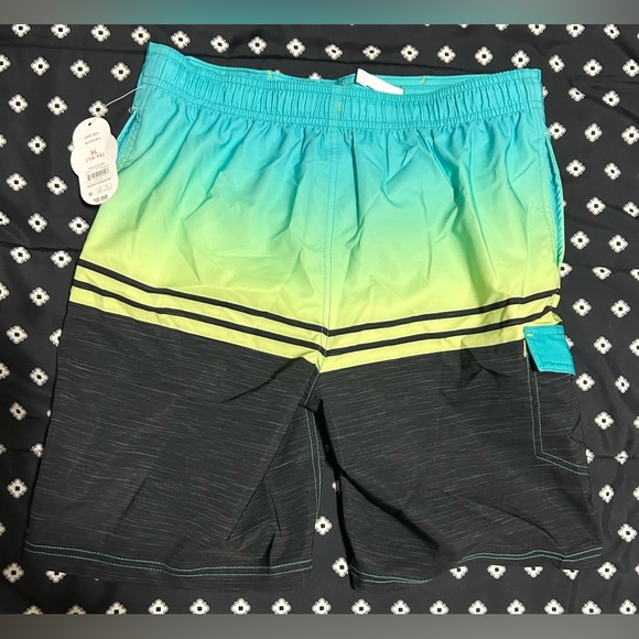 NWT- Kids Wonder Nation blue/black Swim Trunks w/ liner&pockets-size 14/16 - Picture 3 of 7